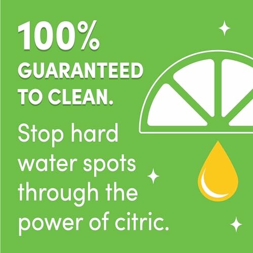 Advertisement for a cleaning product with citric power against hard water spots.