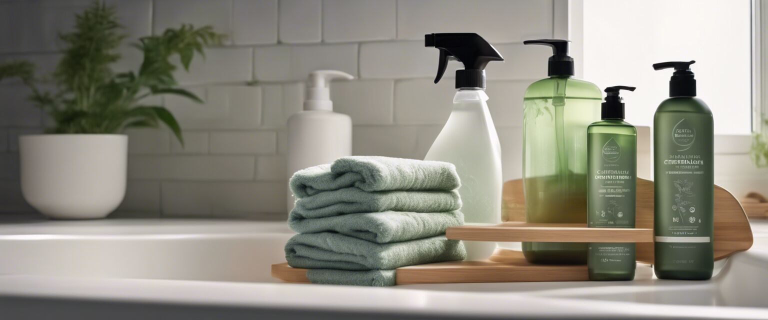 Eco-friendly cleaning products on a kitchen counter