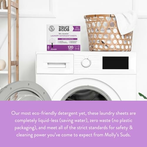 Eco-friendly laundry detergent sheets and washing machine.