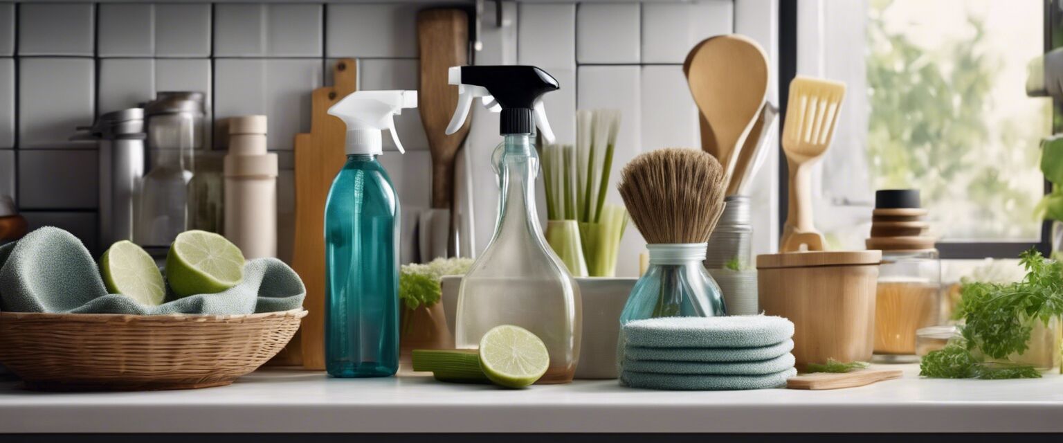 Assortment of eco-friendly kitchen cleaning products