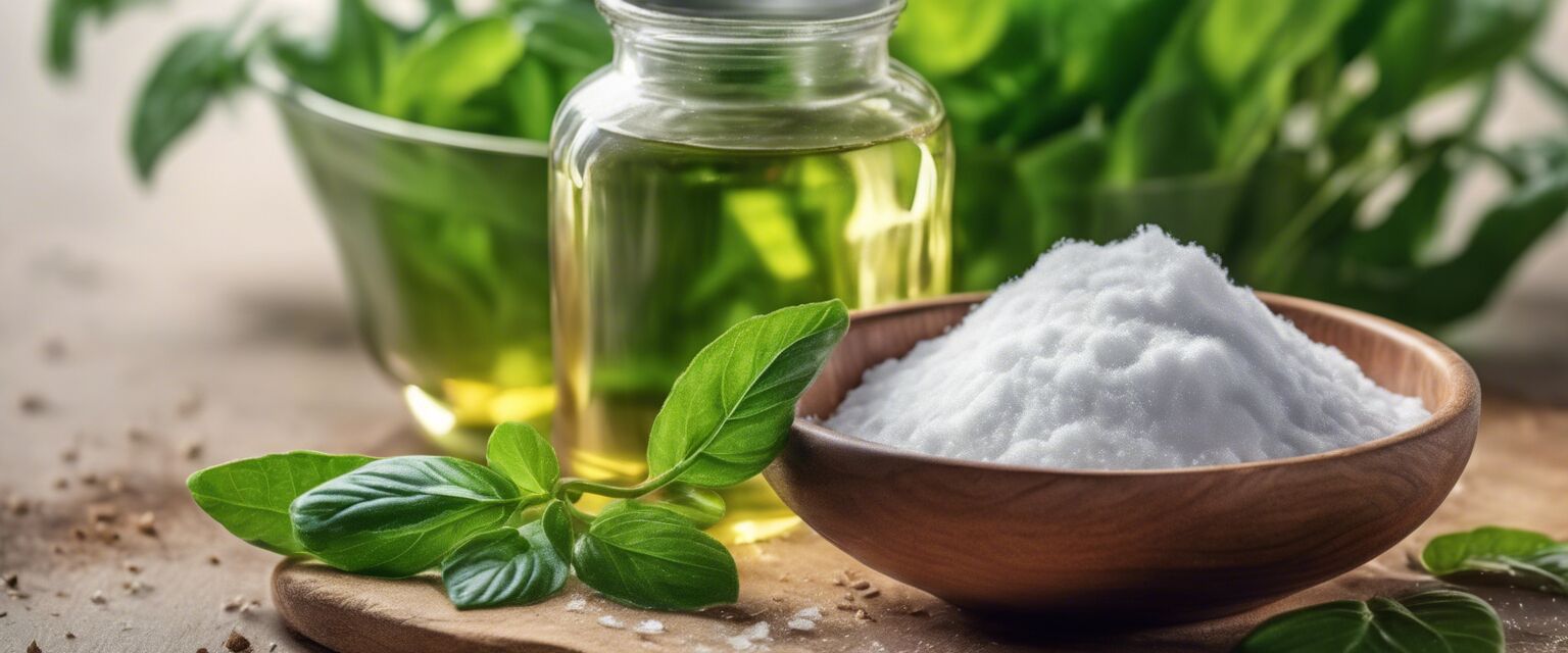 Natural cleaning ingredients on a kitchen counter