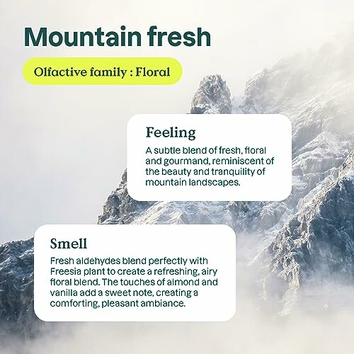 Mountain fresh fragrance description with floral notes.