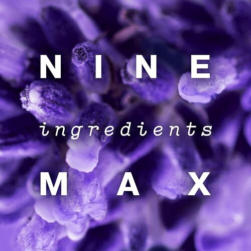 Purple floral background with text 'Nine Ingredients Max'